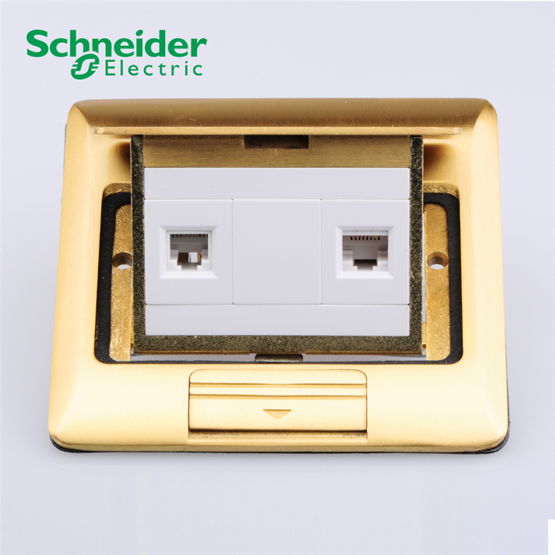 施耐德电气电话 电脑网络地插座弹起式弱电网线插口面板地面地板插网