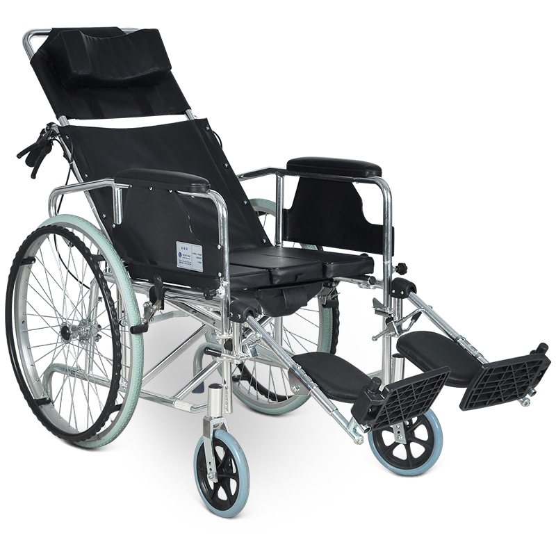 衡互邦 轮椅可全躺铝合金代步便携轮椅车带坐便折叠轻便老人手推车 铝合金液压全躺款