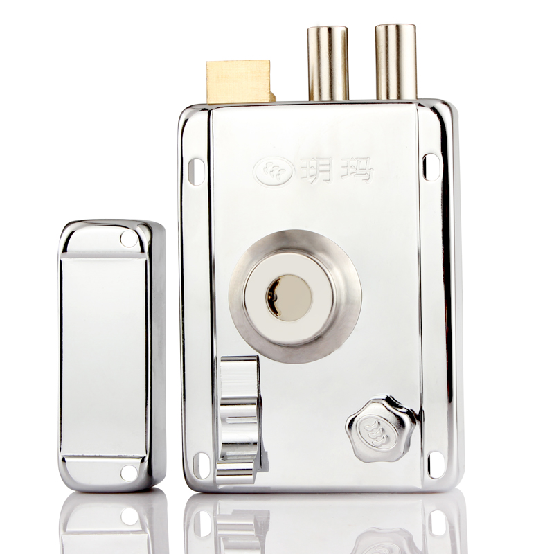 玥玛 外装门锁 铁门锁木门锁 大门 储藏间防开防撬门锁 月牙锁芯8698 右切边 不带卡扣