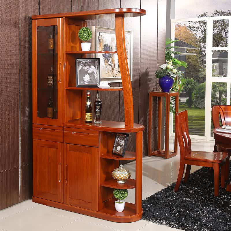 酒柜 海棠木玄关柜木质门厅柜储物柜 琥珀红 琥珀红-全实木经典款(左
