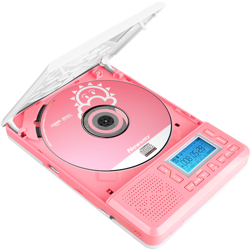 纽曼CD学习复读机CD-L100锂电充电版学生英语教学用光盘录音机便携音响音箱 mp3随身听播放器支持U盘TF卡粉色