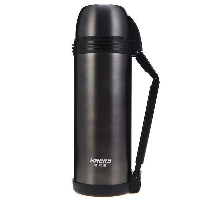 哈尔斯2000ml不锈钢真空保温壶旅行壶广口户外水瓶LG-2000-5黑色