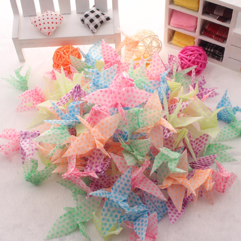 创意礼品装饰布置毕业生日礼物 6厘米夜光折纸折好的纸鹤100只价格