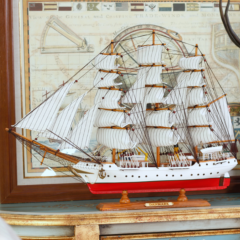 室内（Snnei）帆船模型客厅摆件创意家居办公室一帆风顺装饰品 丹麦号