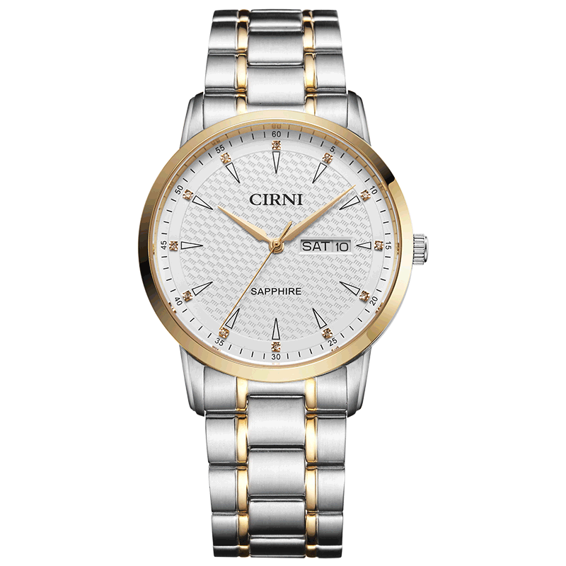西亚尼(cirni)时尚情侣表一对防水石英表男表女表星期日历简约商务