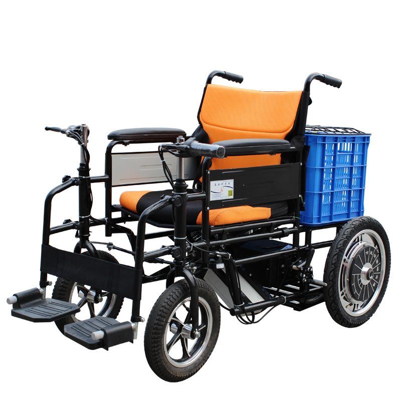 多功能老年电动轮椅车实用老年人残疾人代步车折叠轻便电瓶助力车 双电机驱动版