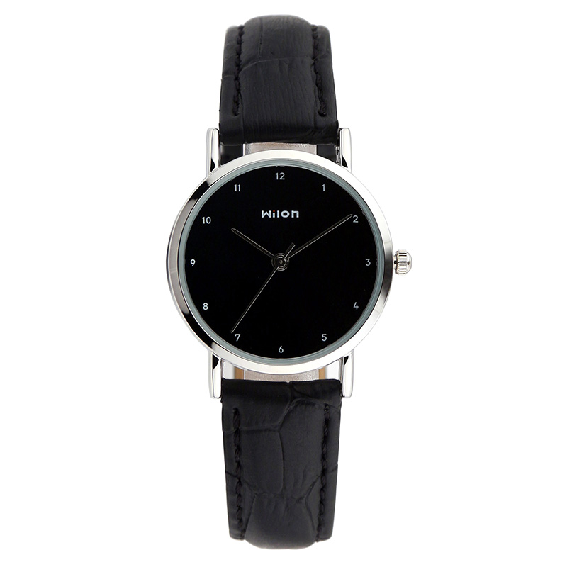 wilon新款韩版学生皮带手表男 时尚简约数字男表 石英钢带手表女表