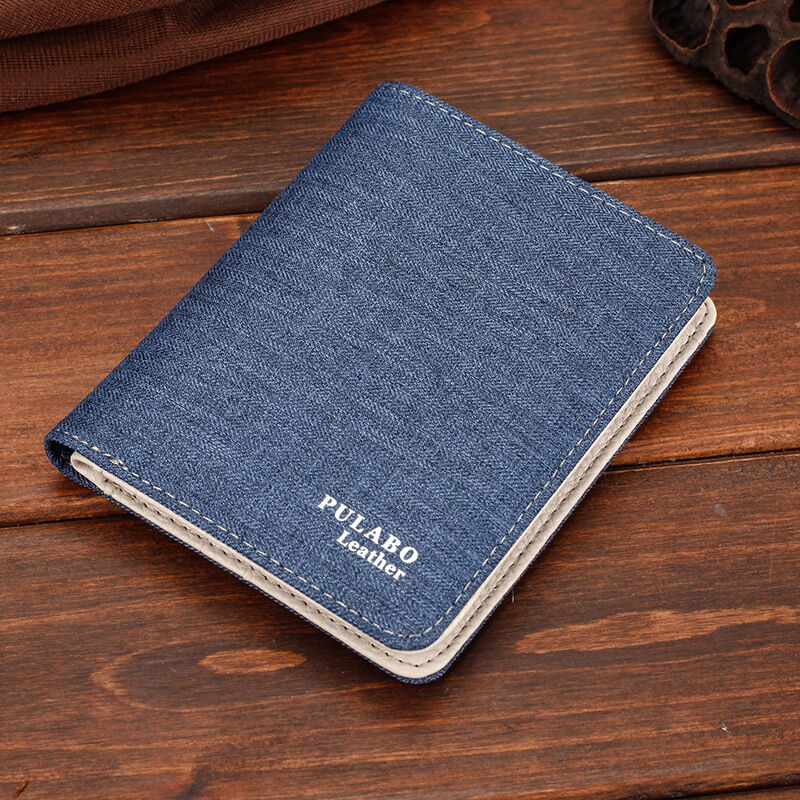 迪嘉乐男士短款钱包青年学生日韩版休闲帆布钱夹横款轻薄简约票夹潮