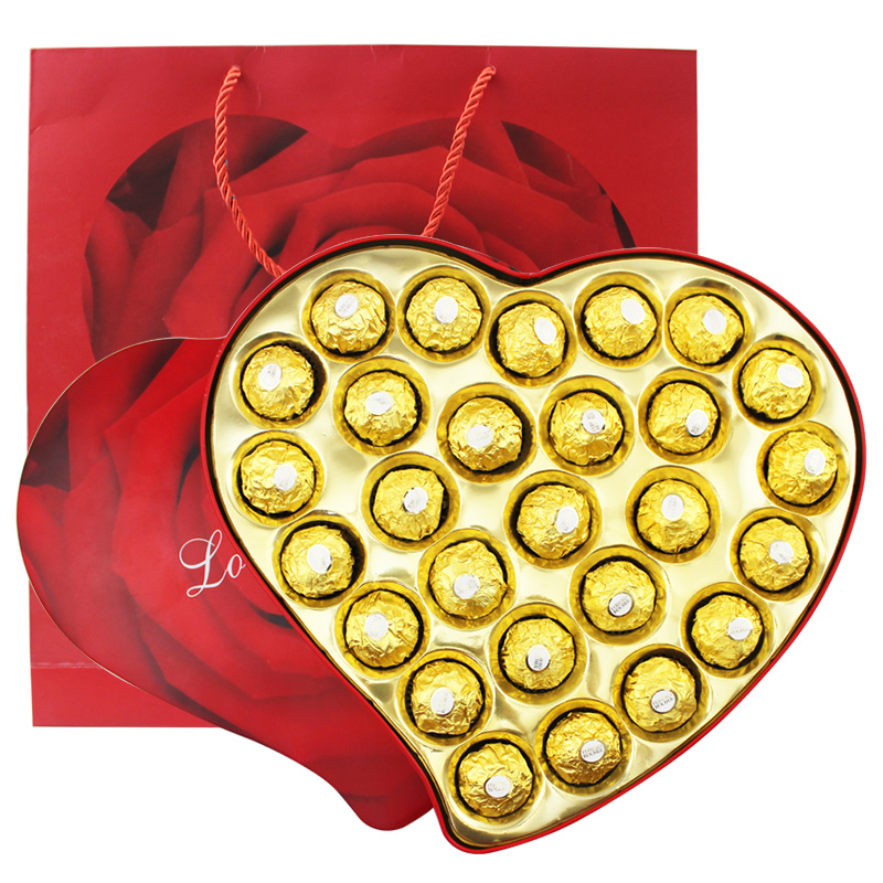 费列罗(ferrero rocher) 费列罗巧克力心形红礼盒27粒  520情人节礼物