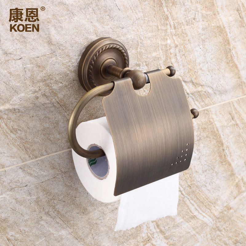 康恩 欧式纸巾盒仿古全铜纸巾盒纸巾架厕纸盒壁挂卫生纸盒卫生间置物架