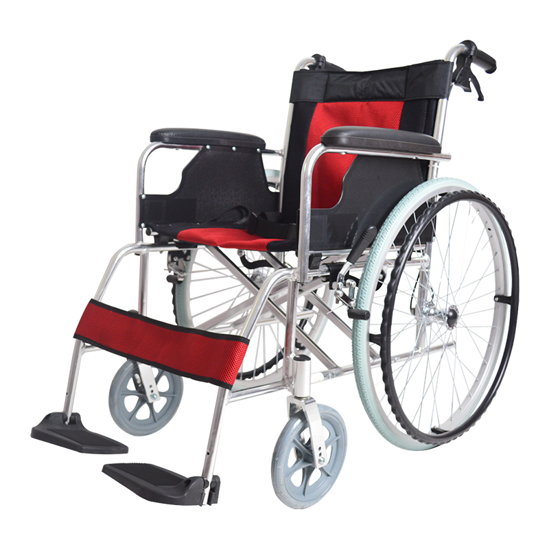 衡互邦折叠轮椅铝合金手刹代步车便携折背老年老人残疾人手推车 普通款