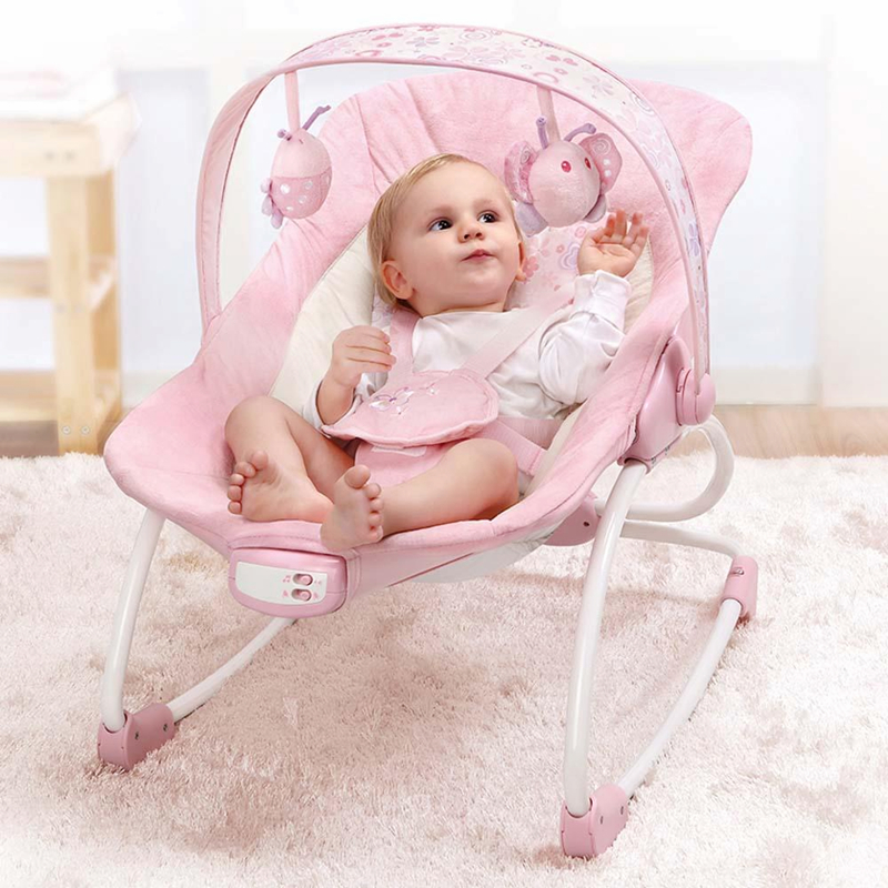 美斯特伦（mastela）婴儿音乐震动摇篮椅 宝宝多功能安抚椅 躺椅 摇摇椅 摇篮椅 0-3岁 6905粉色