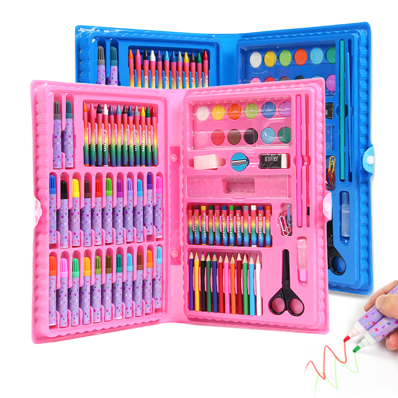 伊思朵（Aprilsun）儿童玩具益智绘画文具套装礼盒画画男女孩画笔蜡笔水彩笔 粉色