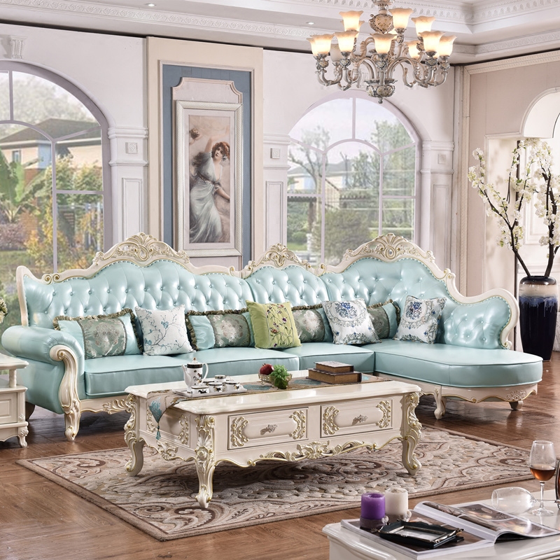 欧蒂奴家居 欧式沙发 美式实沙发 欧式沙发 客厅奢华家具坐具美式真皮沙发 组合客厅沙发 国产头层牛皮3加贵妃 组合