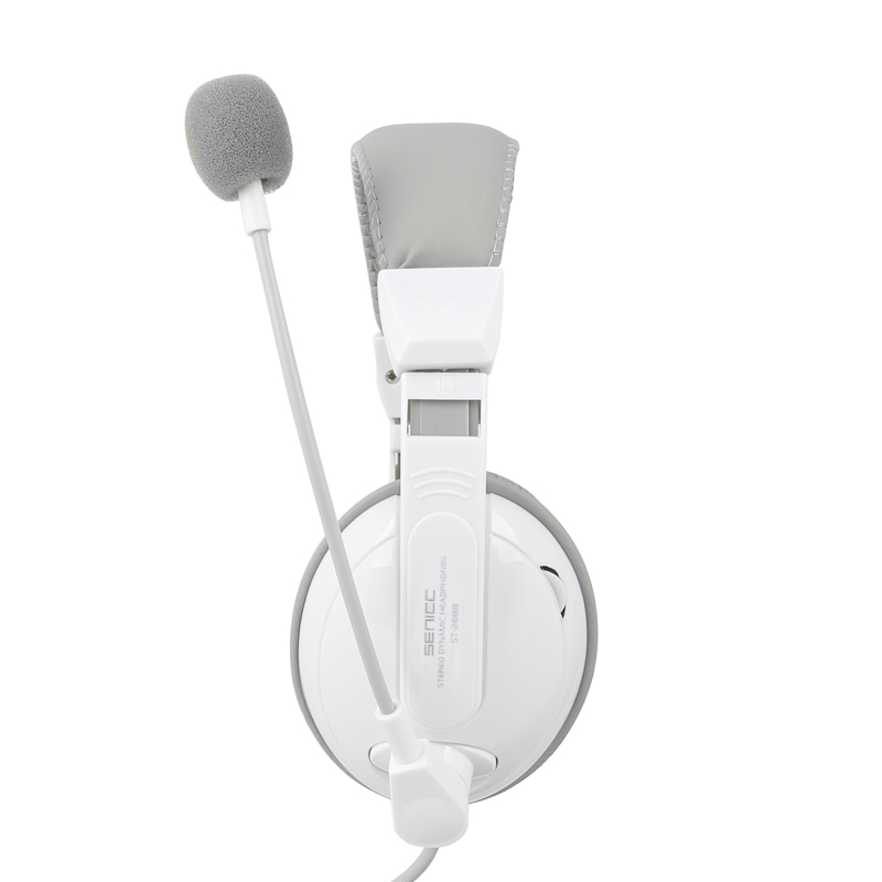 声丽（SENICC）ST-2688 头戴式电脑耳机 带话筒耳麦 双插头 白色