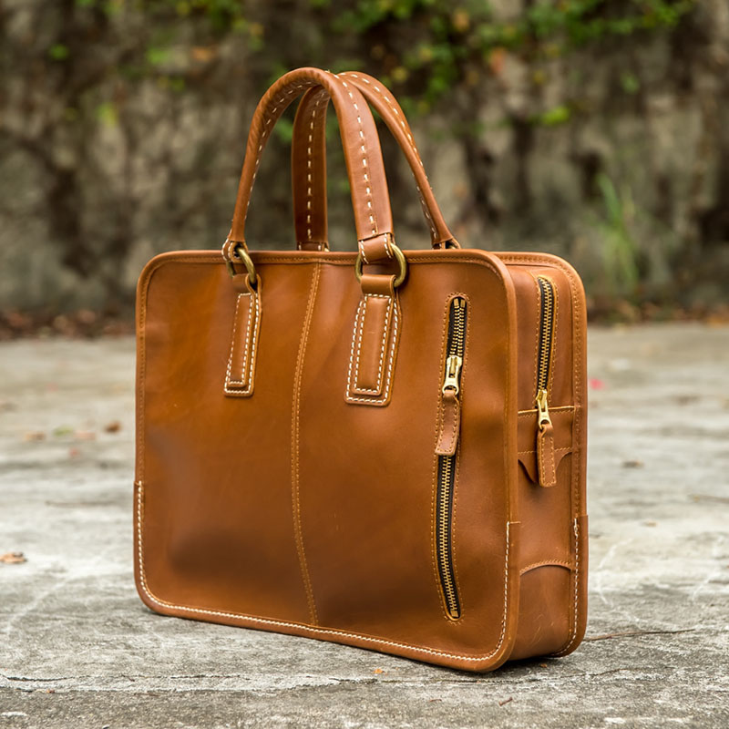 玩累了的孩子·手工 horween皮 电脑 商务男 手提公文包 真皮 美国皮
