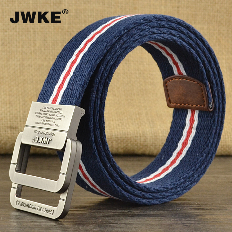 jwke 男士双环扣帆布腰带运动休闲青年牛仔裤皮带百搭裤腰带学生裤带
