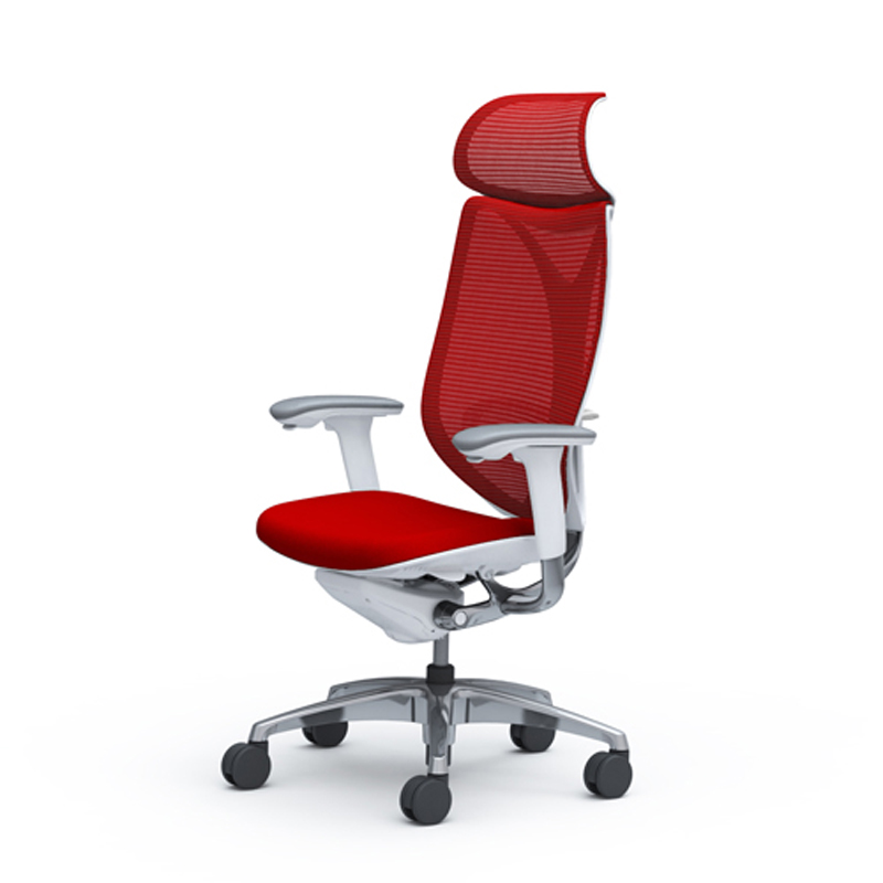 日本进口冈村okamura人体工学电脑椅办公椅家用网布椅子座椅sabrina智能版 白框红色 椅子（不含头枕腰垫）