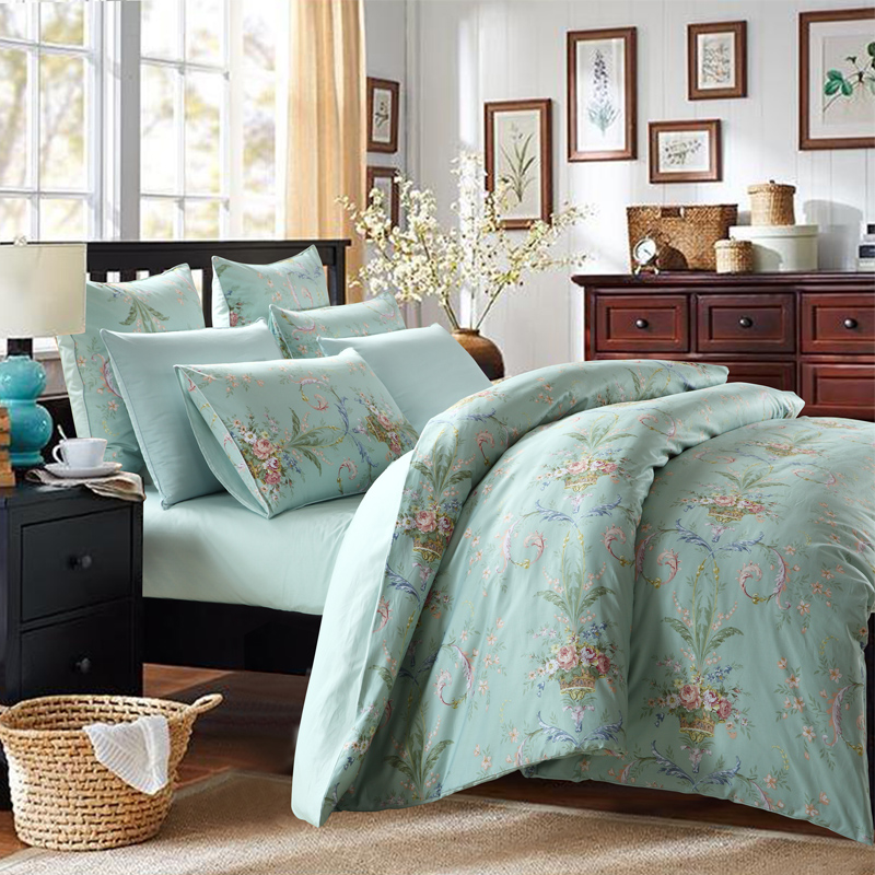 柳庭 家纺 全棉60支贡缎枕套 纯棉枕头套一对装 清幽 48x74cm