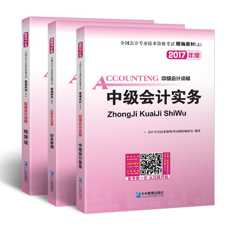 2017年全国会计专业技术资格考试精编教材：中级会计资格中级会计实务+财务管理+经济法（套装共3册）