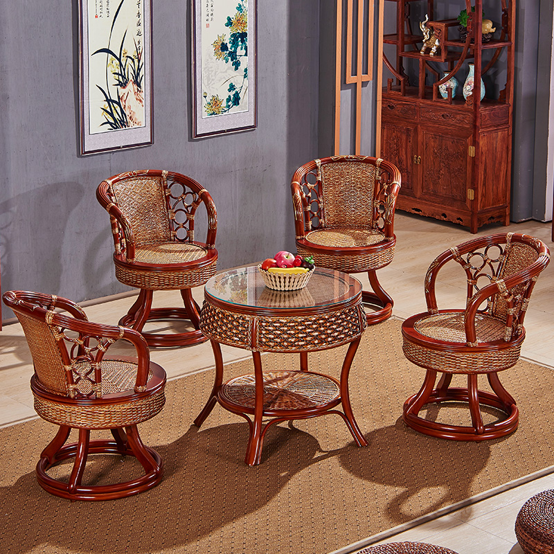 藤工匠真藤艺茶桌椅组合4件套如何搭配家具装饰？插图