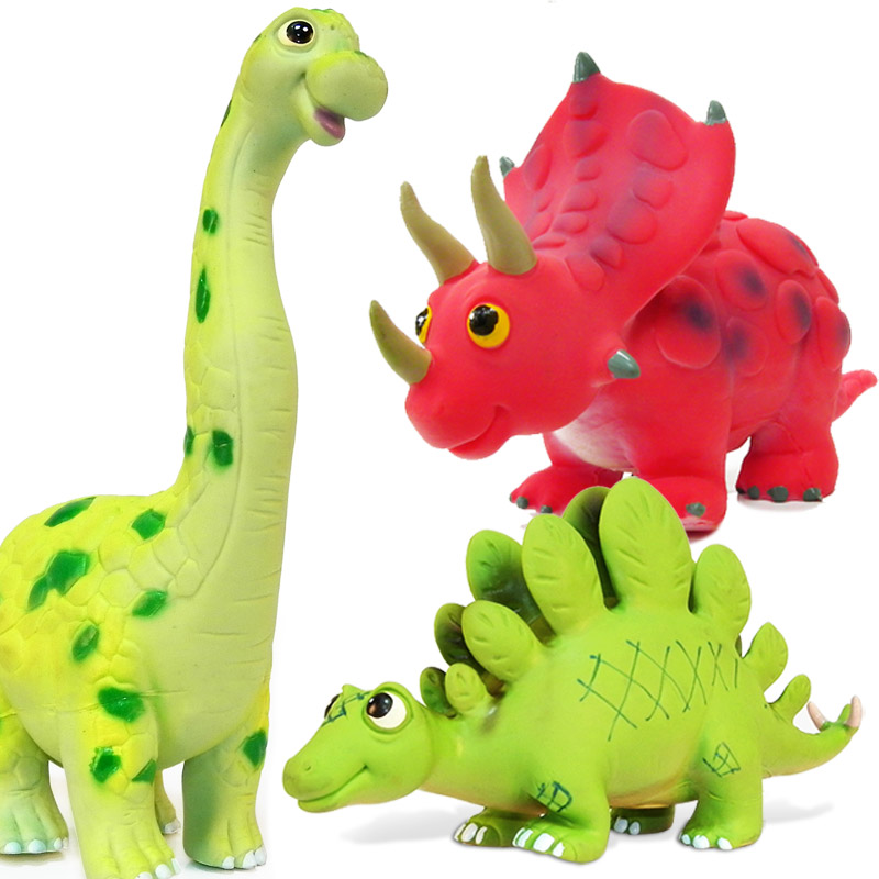 Gosnell可爱恐龙玩具软胶模型动物儿童女孩亲子母爱霸王龙剑龙腕龙生日礼物 恐龙3只套装