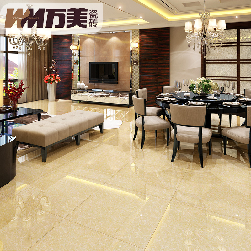 万美瓷砖 客厅防滑地板砖玻化砖卧室地砖抛光砖墙砖 wp6012单片价格