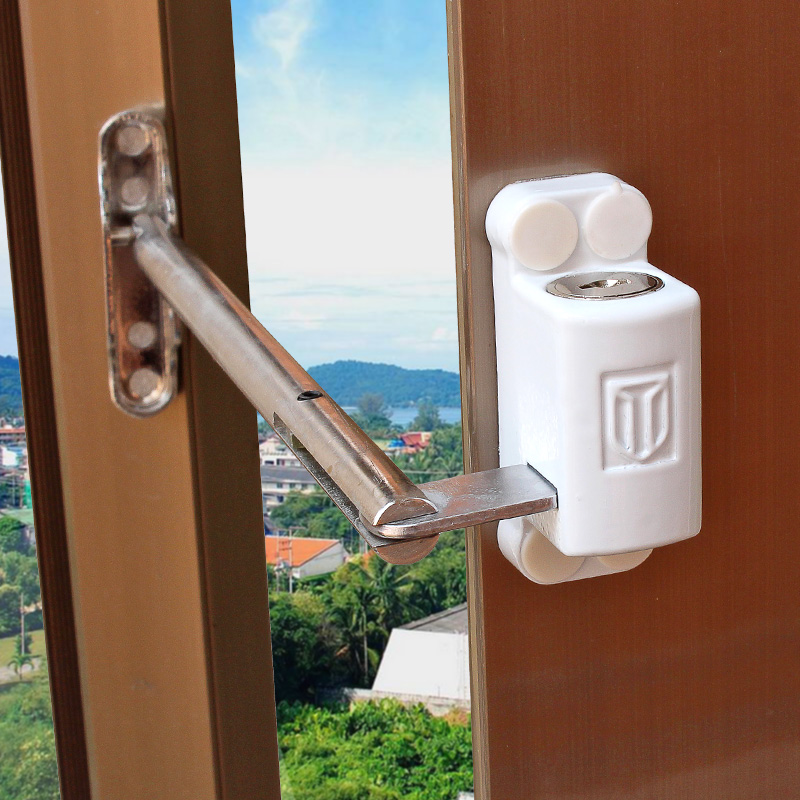 窗盾平开窗锁扣塑钢推拉门窗限位器防盗锁窗户定位器杆型锁儿童安全锁