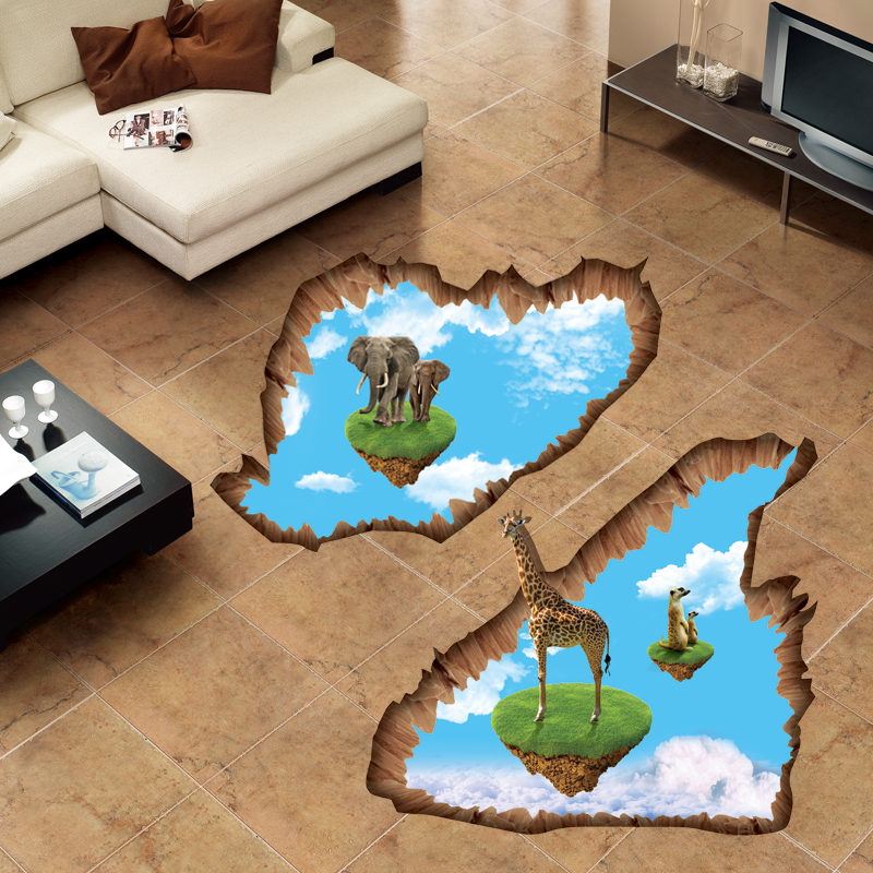 墙贴客厅卧室儿童房装饰墙上浴室瓷砖板贴纸防水墙壁贴画 浮空小岛ii