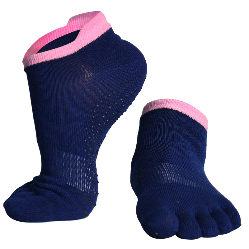 奥义瑜伽袜 专业吸汗防滑运动袜 防滑颗粒耐磨透气 安全卫生五指瑜珈袜子 藏蓝色