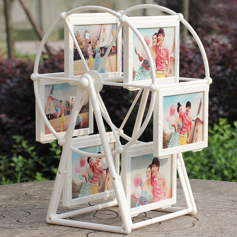 摩天轮相框摆台5寸创意儿童相片框个性大风车相册架婚纱相架组合 欧式浮雕款 乳白色 5寸12.7*8.9cm
