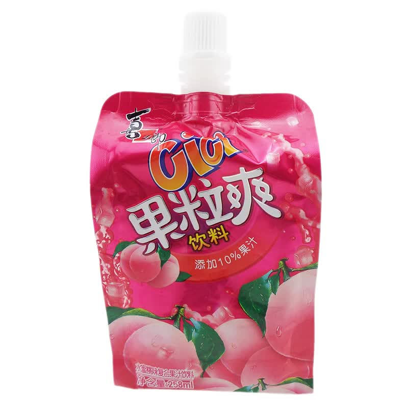 果粒爽 cici果粒爽 258ml 包装 果汁饮料 休闲零食零嘴 果冻 水蜜桃味