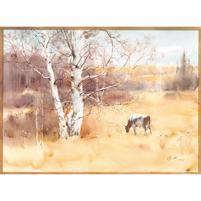 姿翰超高清微喷装饰画 关维兴 中国油画 秋天的原野 油画布画心 76x55