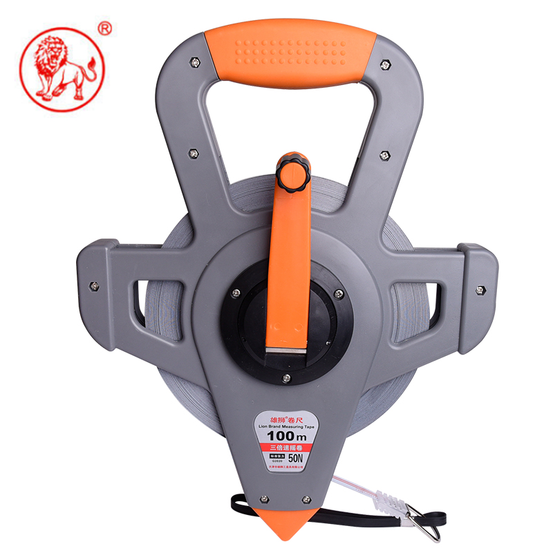 雄狮 三倍摇速钢卷尺g2020系列卷尺工程测绘钢卷尺 架尺 100米钢卷尺
