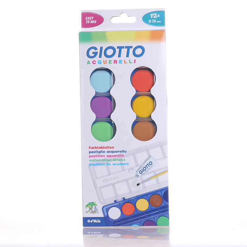 意大利GIOTTO齐多水彩颜料 幼儿童学生用颜料 12色可水洗固体套装535200 12色 1盒