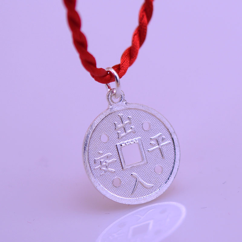 纯已久银饰990银铜钱吊坠银吊坠时尚个性图案压岁钱吊坠