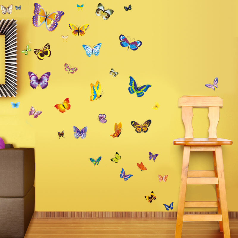 50只蝴蝶墙贴 DIY组合贴画儿童房卧室客厅装饰贴可移除墙贴纸贴图 50只蝴蝶 大号