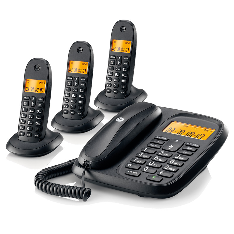 摩托罗拉（Motorola） cl101c 无绳电话机 办公 子母机 家用无线座机 一拖四 黑色一拖三
