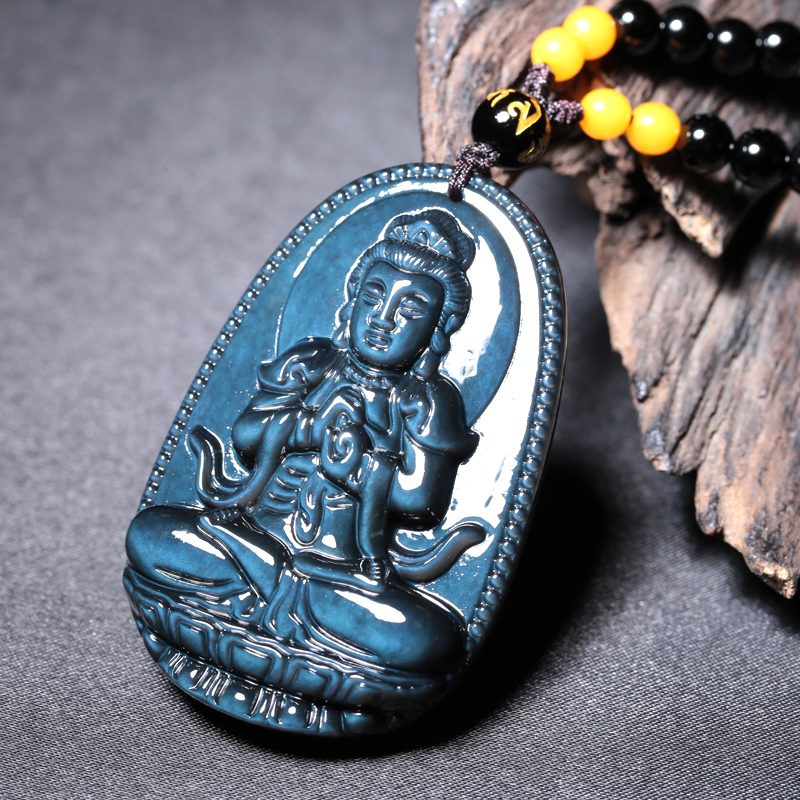 慈灵阁 蓝眼黑曜石大日如来本命佛吊坠生肖羊猴吉祥物