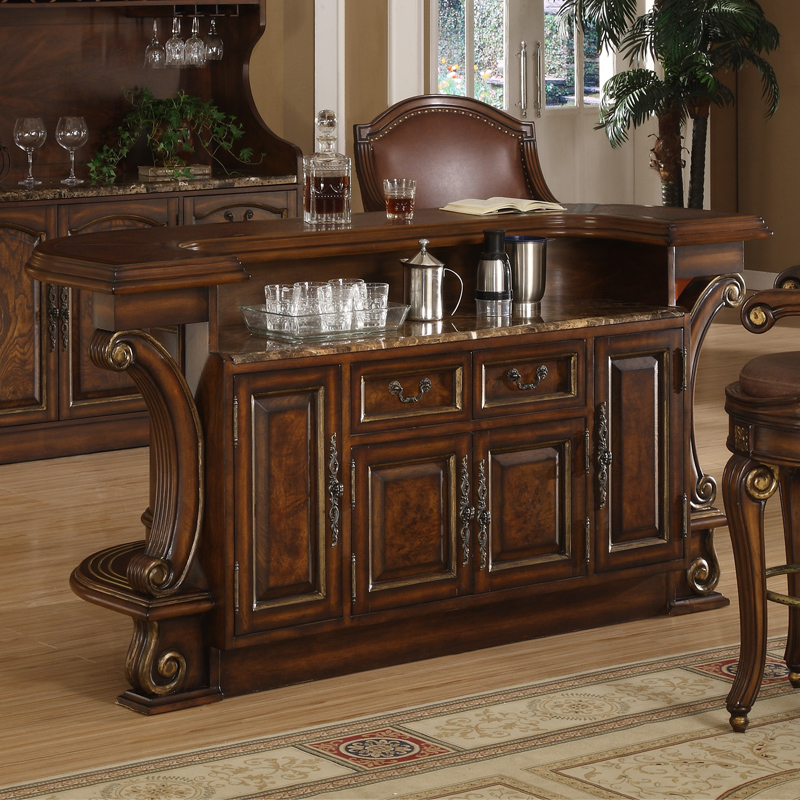 欧伦美吧台实木 美式乡村实木吧台欧式复古家用大理石酒吧桌前台收银