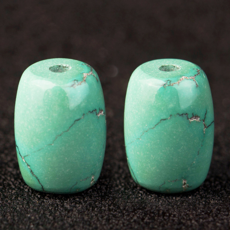 君恩 湖北十堰绿松石桶珠顶珠高瓷高蓝处理隔珠diy星月菩提配饰 52