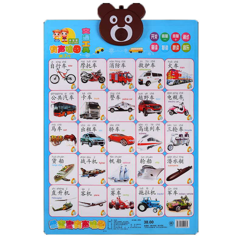 儿童有声早教挂图 认交通工具 乖宝宝水晶凹凸发声挂图 幼儿早教启蒙