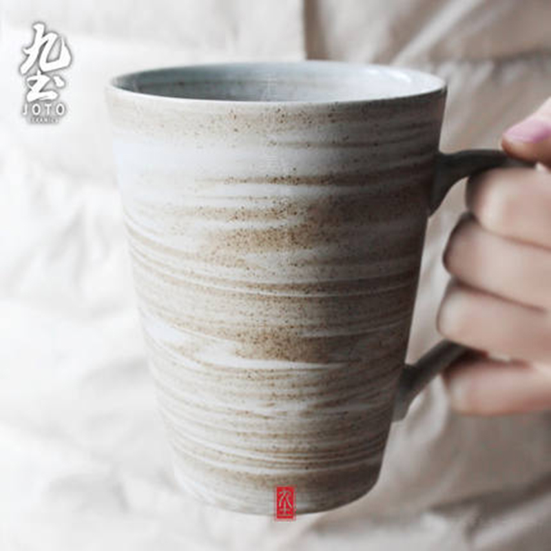 九土 日式手工陶艺粗陶马克杯咖啡杯带盖带勺陶瓷杯子套装牛奶杯家用复古茶杯情侣杯子 单杯高性价比高么？