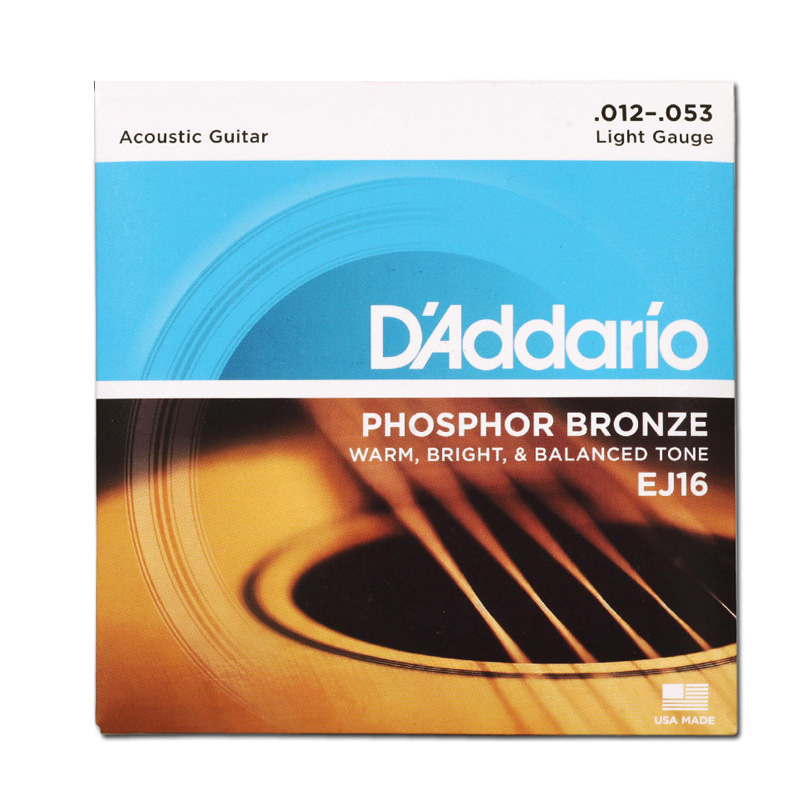 达达里奥daddario  民谣木吉他琴弦 真空包装 ej16(12-53磷铜)