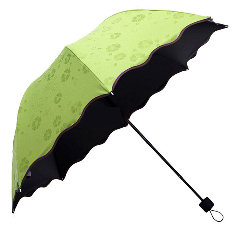 【晴雨两用】访客 创意晴雨伞男女雨伞折叠伞太阳伞遮阳伞防晒 遇水开花绿色