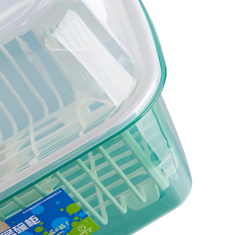 龙士达碗架沥水架中号塑料厨房置物架带盖透明沥水篮碗筷收纳盒 棕色有盖