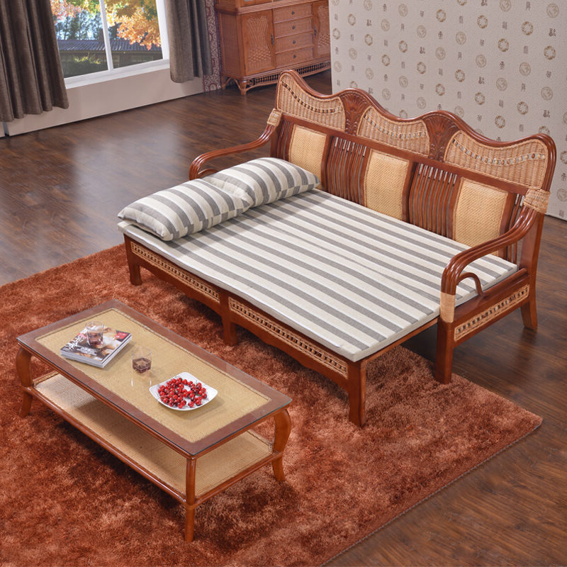 藤妃 沙发床 沙发 双人 藤沙发床 折叠三人沙发 可伸缩藤沙发床 沙发