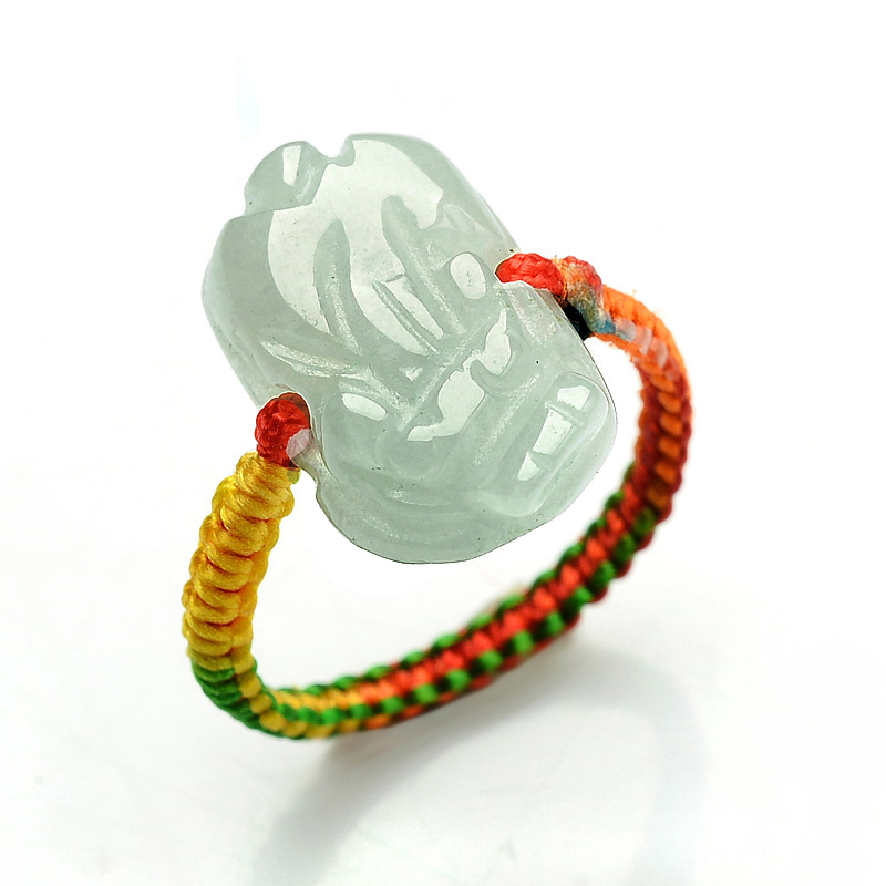 箴诺 天然a货翡翠玉貔貅戒指皮丘戒指玉石男女指环手工编织戒子 红色