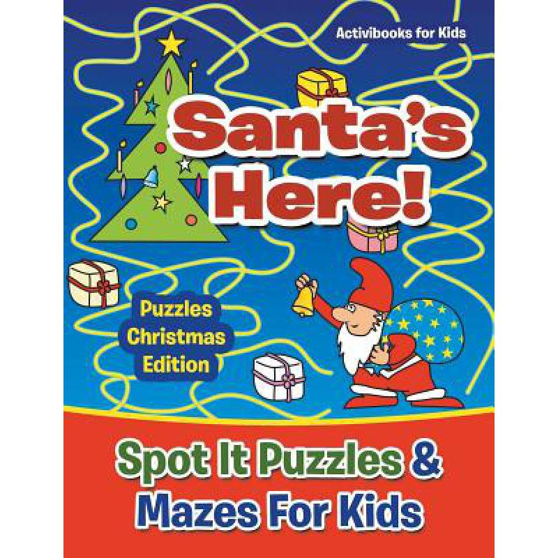 预订 santas here! spot it puzzles & mazes for kid.