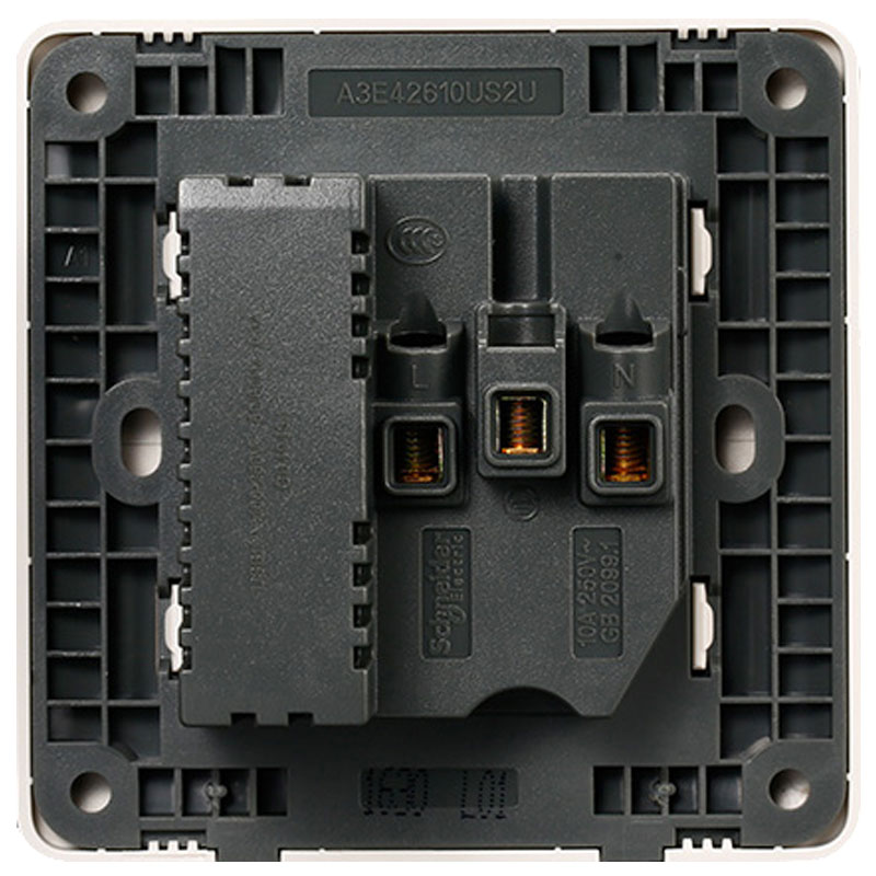 施耐德电气 五孔带USB插座2.1A 86型暗装墙壁插座面板 睿意系列 白色
